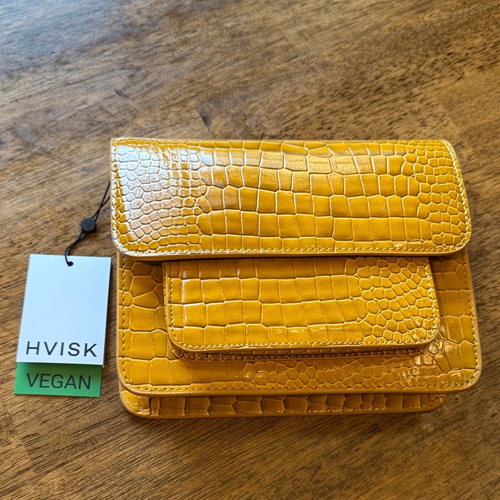 Yellow Croc-Embossed Vegan handbag